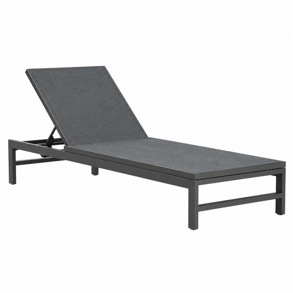 Gartenliege mit verstellbarer Rückenlehne Anthrazit Aluminium Textilene 200 x 65 x 32 cm