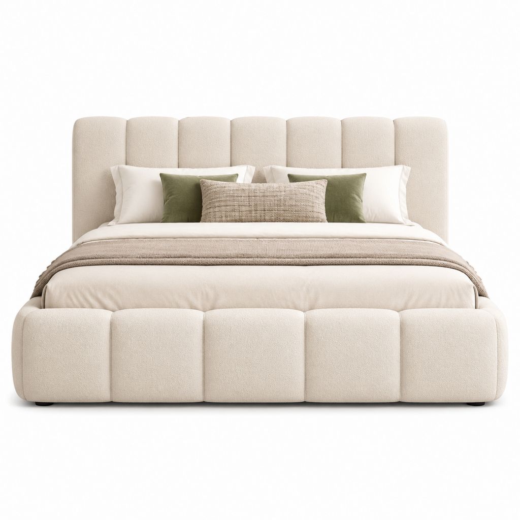Stauraumbett Doppelbett Beige mit Polyesterbezug rechteckig 180 x 200 cm