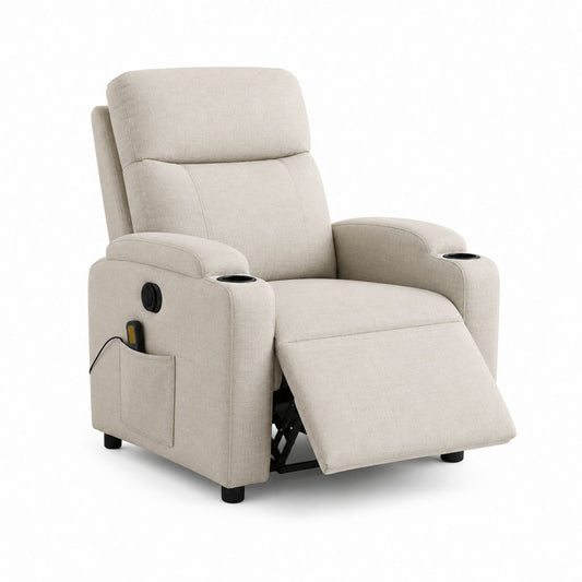 Elektrischer Relaxsessel Beige mit Polyesterbezug und Liegefunktion 86 x 91 x 104 cm