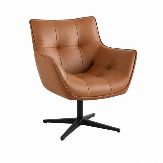 Drehsessel Cognac PU-Kunstleder mit Stahlfuß 82 x 78 x 85 cm