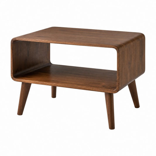 Couchtisch Nussbaumfurnier rechteckig mit offenem Fach 60 x 40 x 45 cm