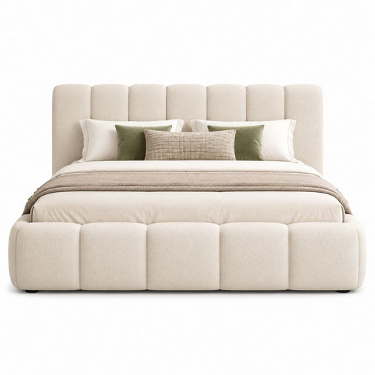 Stauraumbett Doppelbett Beige mit Polyesterbezug rechteckig 180 x 200 cm