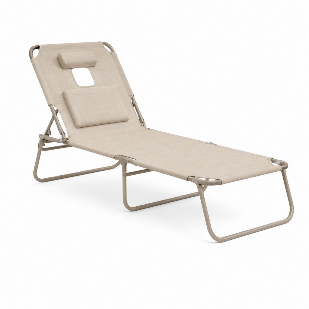 Klappbare Gartenliege Beige Stahl Polyester 190 x 60 x 85 cm