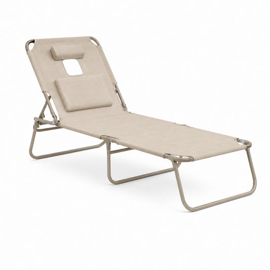 Klappbare Gartenliege Beige Stahl Polyester 190 x 60 x 85 cm